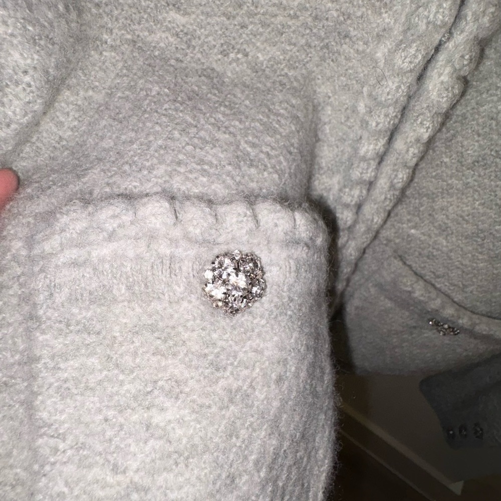 J.Crew Embellished Cardigan Lady Jacket Grey Rhinestones Medium NWT - Picture 4 of 14